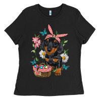 Black easter dachshund Ladies Tee - RanaPortraitStore