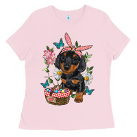 Bubblegum Pink easter dachshund Ladies Tee - RanaPortraitStore