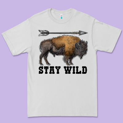 Stay Wild Bison Premium Tee Designed By Ranaportraitstore