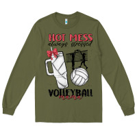 Army Green hot mess always stressed volleyball mama Long Sleeve Tee - MaliasSmallBusiness
