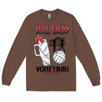 Chestnut hot mess always stressed volleyball mama Long Sleeve Tee - MaliasSmallBusiness