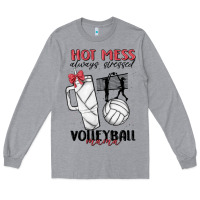 Heather Grey hot mess always stressed volleyball mama Long Sleeve Tee - MaliasSmallBusiness