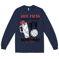 Navy hot mess always stressed volleyball mama Long Sleeve Tee - MaliasSmallBusiness