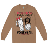 Toasted Coconut hot mess always stressed volleyball mama Long Sleeve Tee - MaliasSmallBusiness
