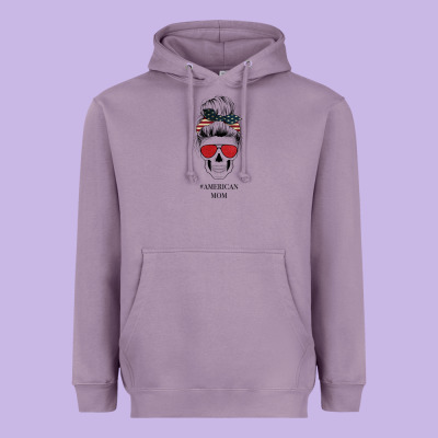 Glitter American Flag Patterned American Mom Skull Heavyweight Hoodie Designed By Bettercallsaul