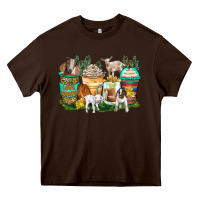 Chocolate Brown goats coffee cups Heavy Core Tee - Zillion Design Studio
