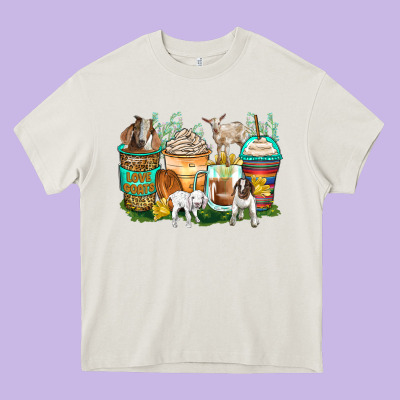 Goats Coffee Cups Heavy Core Tee Designed By Zillion Design Studio