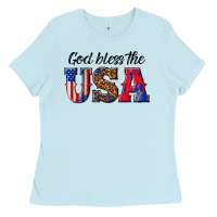 Baby Blue god bless the usa Ladies Tee - texasbilliewilder