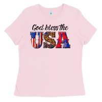 Bubblegum Pink god bless the usa Ladies Tee - texasbilliewilder