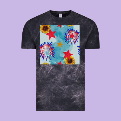 Patriotic Fireworks And Sunflower Vintage Tee Designed By Bundleandbundleshop