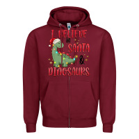 Burgundy i believe in santa & dinosaurs Zipper Hoodie - MaliasSmallBusiness
