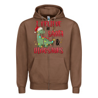 Chestnut i believe in santa & dinosaurs Zipper Hoodie - MaliasSmallBusiness