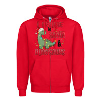 Red i believe in santa & dinosaurs Zipper Hoodie - MaliasSmallBusiness