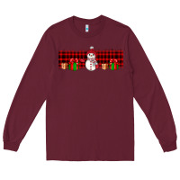 Burgundy Christmas snowman Long Sleeve Tee - JahusDesignShop