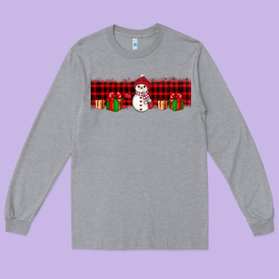 Christmas Snowman Long Sleeve Tee Designed By Jahusdesignshop