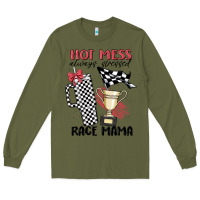 Army Green hot mess always stressed race mama Long Sleeve Tee - MaliasSmallBusiness