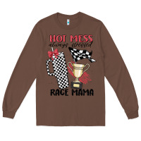 Chestnut hot mess always stressed race mama Long Sleeve Tee - MaliasSmallBusiness