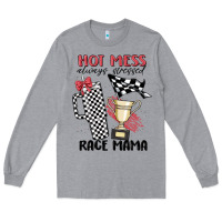 Heather Grey hot mess always stressed race mama Long Sleeve Tee - MaliasSmallBusiness