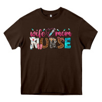 Chocolate Brown wife mom nurse Heavy Core Tee - texasbilliewilder