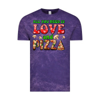 Cloud Purple all you need is love and pizza Vintage Tee - AdoDesignShop