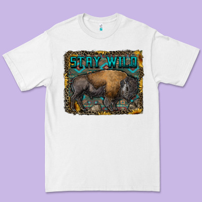 Stay Wild Aztec Bison Premium Tee Designed By Ranaportraitstore