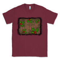 Burgundy christmas plaid leopard mistletoe background Classic Tee - BarkalooDesign