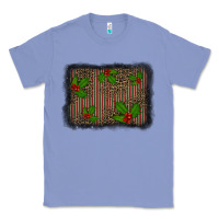 Colony Blue christmas plaid leopard mistletoe background Classic Tee - BarkalooDesign