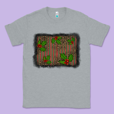Christmas Plaid Leopard Mistletoe Background Classic Tee Designed By Barkaloodesign
