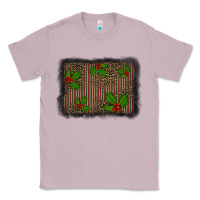 Lilac christmas plaid leopard mistletoe background Classic Tee - BarkalooDesign