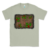 Matcha christmas plaid leopard mistletoe background Classic Tee - BarkalooDesign