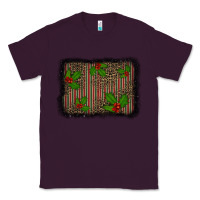 Plum christmas plaid leopard mistletoe background Classic Tee - BarkalooDesign