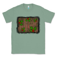 Sage christmas plaid leopard mistletoe background Classic Tee - BarkalooDesign