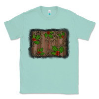 Seafoam christmas plaid leopard mistletoe background Classic Tee - BarkalooDesign