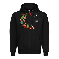 Black custom name christmas stethoscope Zipper Hoodie - MaliasSmallBusiness