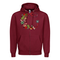 Burgundy custom name christmas stethoscope Zipper Hoodie - MaliasSmallBusiness