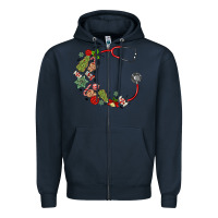 Navy custom name christmas stethoscope Zipper Hoodie - MaliasSmallBusiness