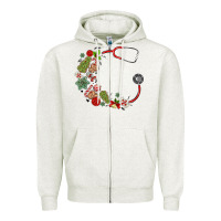 Oatmeal Heather custom name christmas stethoscope Zipper Hoodie - MaliasSmallBusiness