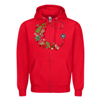 Red custom name christmas stethoscope Zipper Hoodie - MaliasSmallBusiness