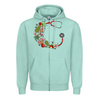 Seafoam custom name christmas stethoscope Zipper Hoodie - MaliasSmallBusiness