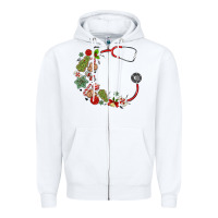 White custom name christmas stethoscope Zipper Hoodie - MaliasSmallBusiness