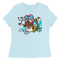 Baby Blue western sunflower gemstone nurse Ladies Tee - JahusDesignShop