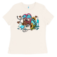 Bone western sunflower gemstone nurse Ladies Tee - JahusDesignShop
