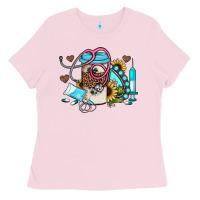 Bubblegum Pink western sunflower gemstone nurse Ladies Tee - JahusDesignShop