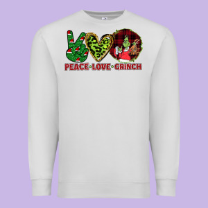 Peace Love Grinch Premium Sweatshirt Designed By Bettercallsaul