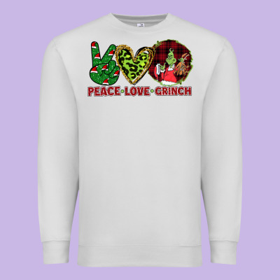 Peace Love Grinch Premium Sweatshirt Designed By Bettercallsaul
