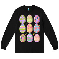 Black vintage easter eggs Long Sleeve Tee - MaliasSmallBusiness