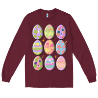 Burgundy vintage easter eggs Long Sleeve Tee - MaliasSmallBusiness