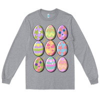 Heather Grey vintage easter eggs Long Sleeve Tee - MaliasSmallBusiness