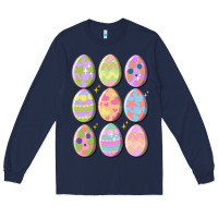 Navy vintage easter eggs Long Sleeve Tee - MaliasSmallBusiness