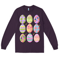 Plum vintage easter eggs Long Sleeve Tee - MaliasSmallBusiness